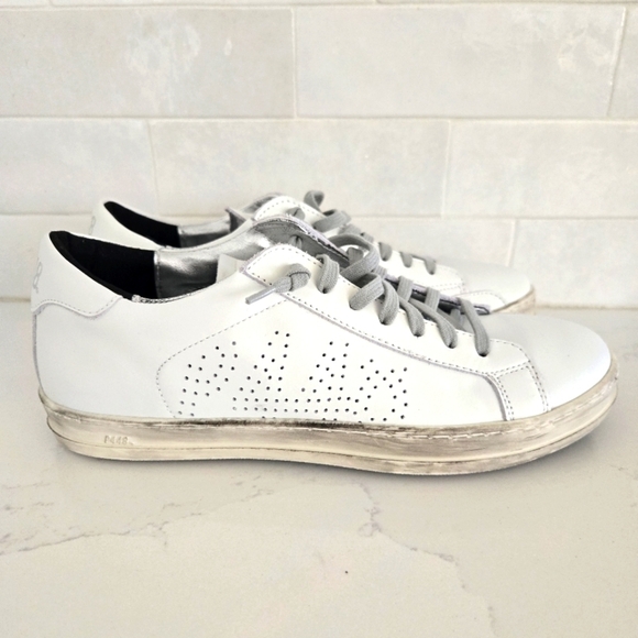 LIKE NEW P448 John YOU CAN SURF LATER Lace-Up Perforated Leather Low Sneakers 39 - Picture 1 of 7